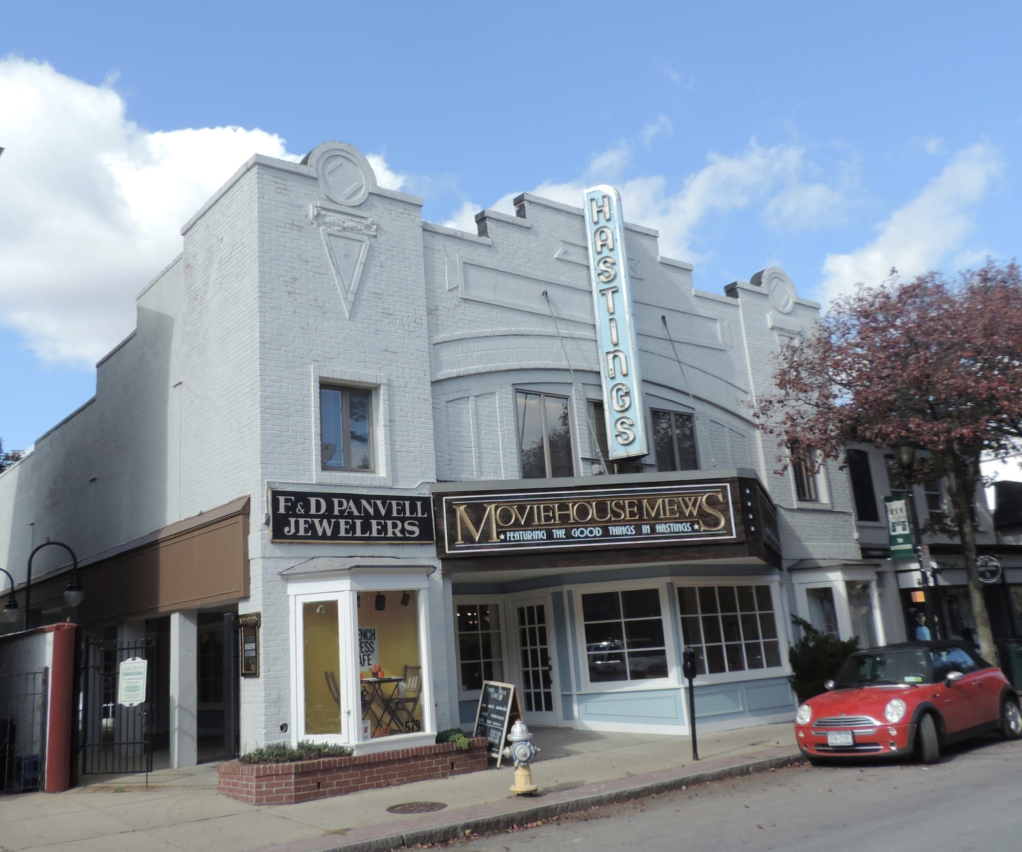 Shops in the former Hastings Theatre building on Warburton Avenue in Hastings-on-Hudson